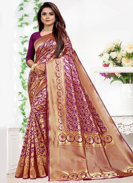 1002 Lates Festive Wear Designer Heavy Fancy Silk Saree Collection 1002-Purple